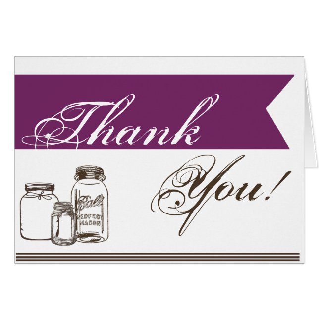 Folded Thank You Card Mason Jar Country Rustic Vas (Front Horizontal)