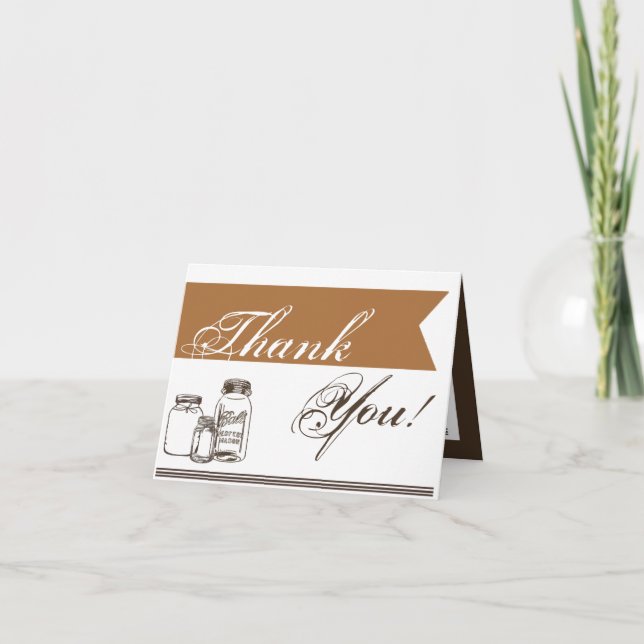 Folded Thank You Card Mason Jar Country Rustic Vas (Front)