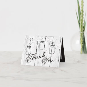 Folded Thank You Card Mason Jar String Lights