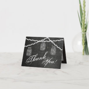 Folded Thank You Card Mason Jar String Lights Chal