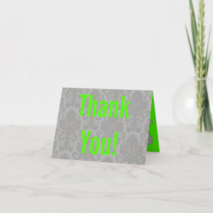 Folded Thank You Card Modern Grey Damask Lace Prin