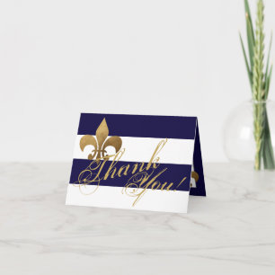 Folded Thank You Card Modern Stripe Navy White