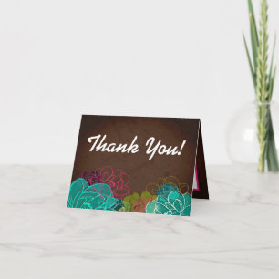 Folded Thank You Card Neon Spring Floral Flower