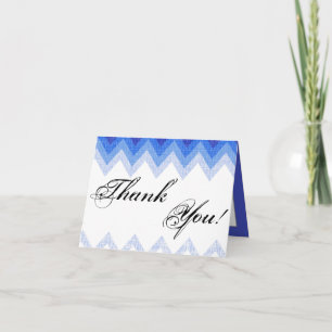 Folded Thank You Card Ombre Blue Chevron