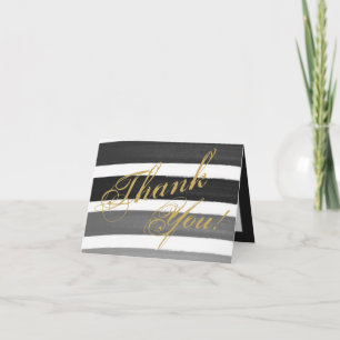 Folded Thank You Card Ombre Stripe Black Line Fad