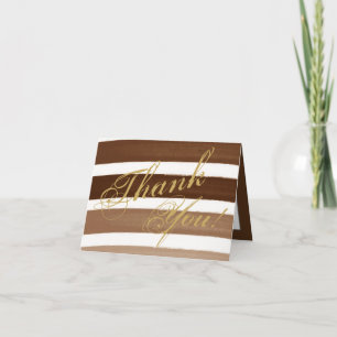 Folded Thank You Card Ombre Stripe Brown Line Fad