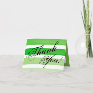 Folded Thank You Card Ombre Stripe Green Line Fade