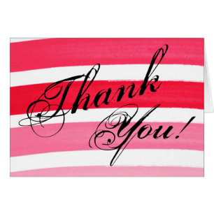 Folded Thank You Card Ombre Stripe Pink Line Fade
