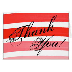 Folded Thank You Card Ombre Stripe Red Line Fade