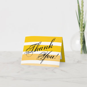 Folded Thank You Card Ombre Stripe Yellow Line Fad