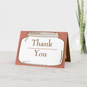 Folded Thank You Card Pink/Brown Mason Jars