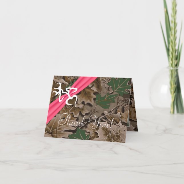 Folded Thank You Card Pink Browning Camo (Front)