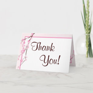 Folded Thank You Card Pink Cherry Blossom