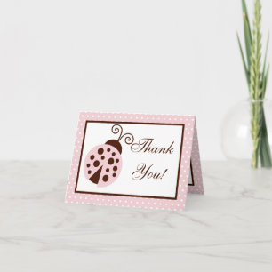 Folded Thank you Card Pink Ladybug