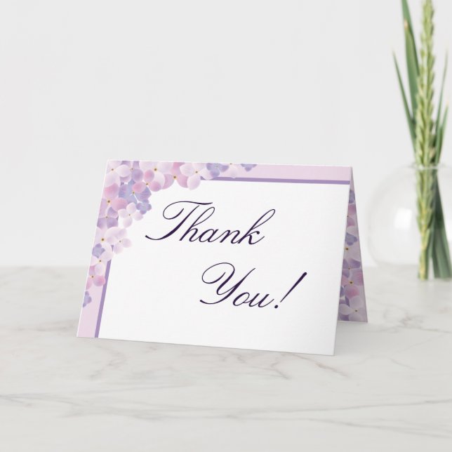 Folded Thank You Card Purple Hydrangea (Front)