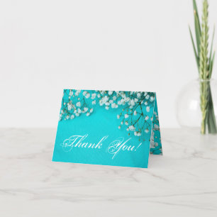 Folded Thank You Card Spring Babys Breath Flower