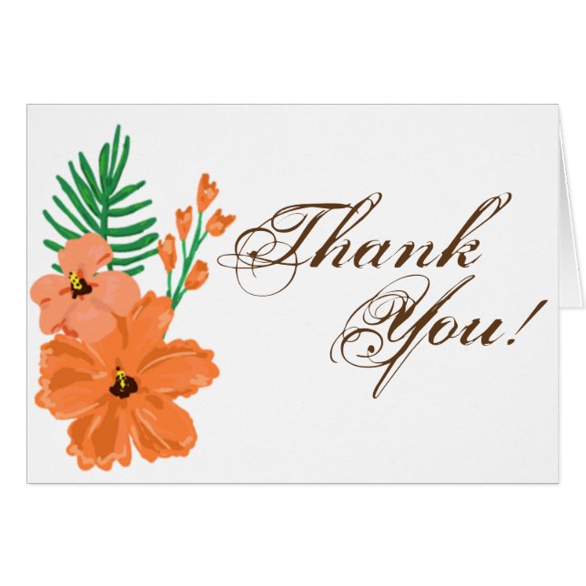 Folded Thank You Card Spring Hibiscus Flower Hawai (Front Horizontal)