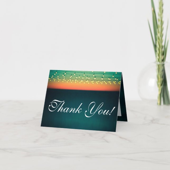 Folded Thank You Card Sunset String Lights Yard Li (Front)