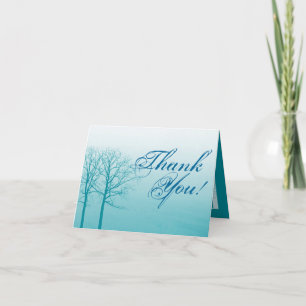 Folded Thank You Card Two Winter Trees Snow Path