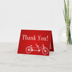 Folded Thank You Card Whimsical Red Double Bike