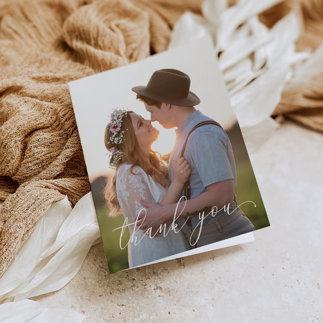 Folded Thank You Card - White Script (Creator Uploaded)