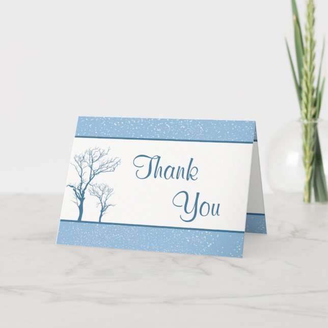 Folded Thank You Card Winter Blue Christmas (Front)