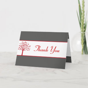 Folded Thank You Card Winter Grey/Red Tree