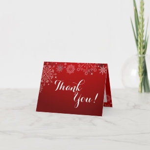 Folded Thank You Card Winter Snowflakes Snow Ice