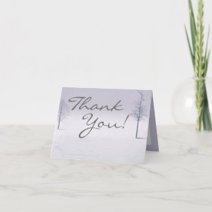 Folded Thank You Card Winter Wonderland Trees Snow