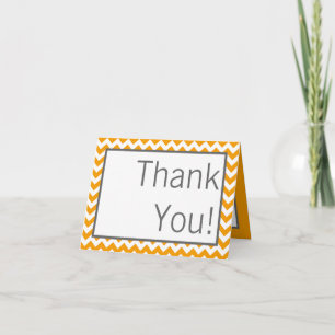 Folded Thank You Card Yellow Grey Gre Chevron Name