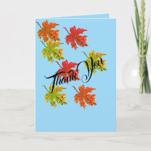 Folded Thank You Note Card : Autumn Leaves