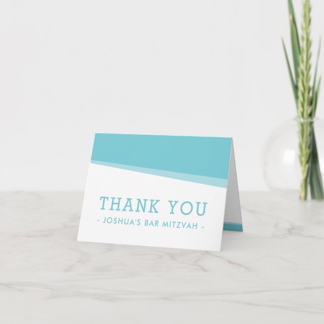 FOLDED THANK YOU simple modern turquoise blue Card (Front)