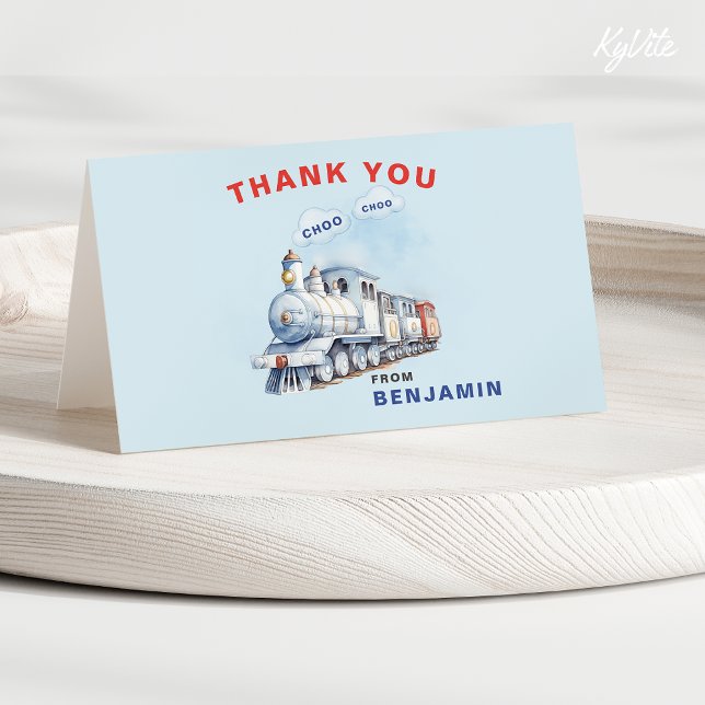 Folded/Tilt Birthday Thank You Card, Chugga Chugga (Creator Uploaded)