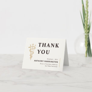 Folded Veterinary Thank you Black Gold Card