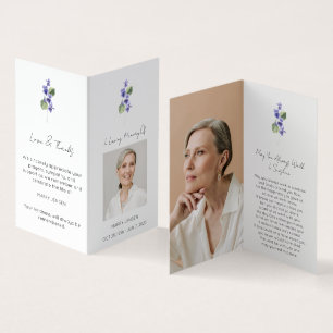 Folded Violet Photo Funeral Prayer Card