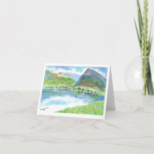 Folded Watercolor Mountain Scene Note Card