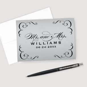 Folded Wedding Thank You Cards   Black Calligraphy