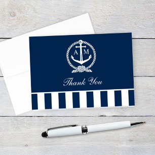 Folded Wedding Thank You Notes   Nautical Stripes