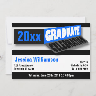 Folding Banner Blue Graduate Party Invitations