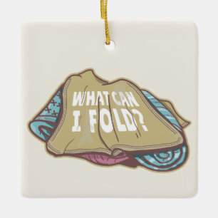 Folding clothes, laundry day ceramic ornament