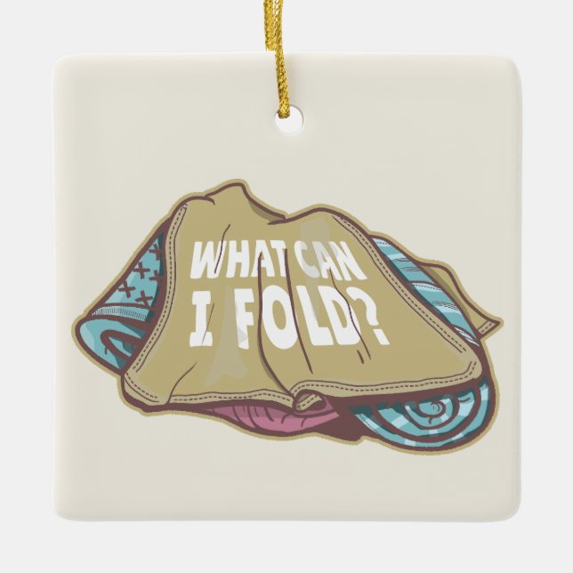 Folding clothes, laundry day ceramic ornament (Front)