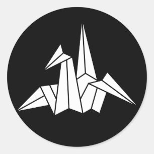 folding crane classic round sticker