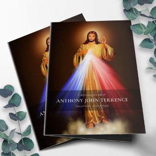 Folding Funeral Program Divine Mercy Card
