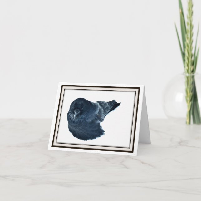 Folding Greeting Card - Crow in Winter Cloak (Front)