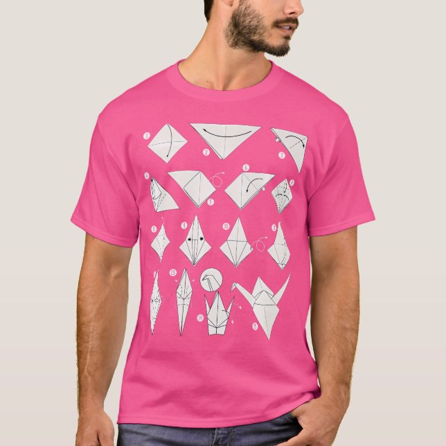 Folding Steps Paper Crane Origami T-Shirt (Front)