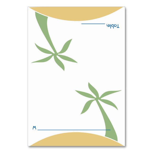 Folding Tropical Beach Wedding Escort Place Card (Front)