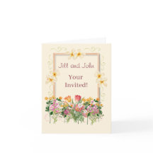 Folding Wedding InvitatiWildflower Floral Border  