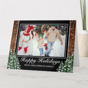 Folding Wood Forest Photo Happy Holidays Greeting Card
