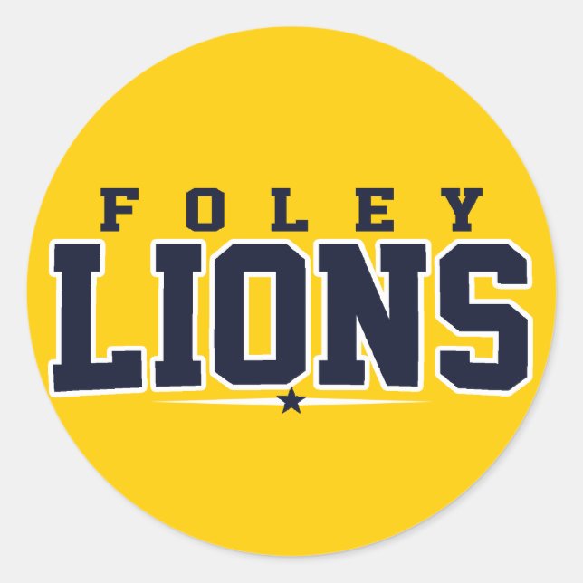 Foley High School; Lions Classic Round Sticker (Front)