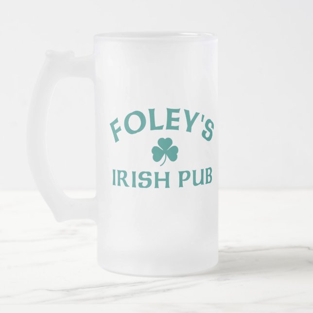 Foley's Irish Pub  Frosted Glass Beer Mug (Left)